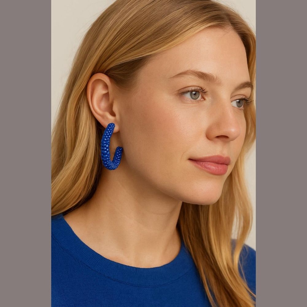 Women's Unbranded Blue Beaded Hoop Earrings One Size